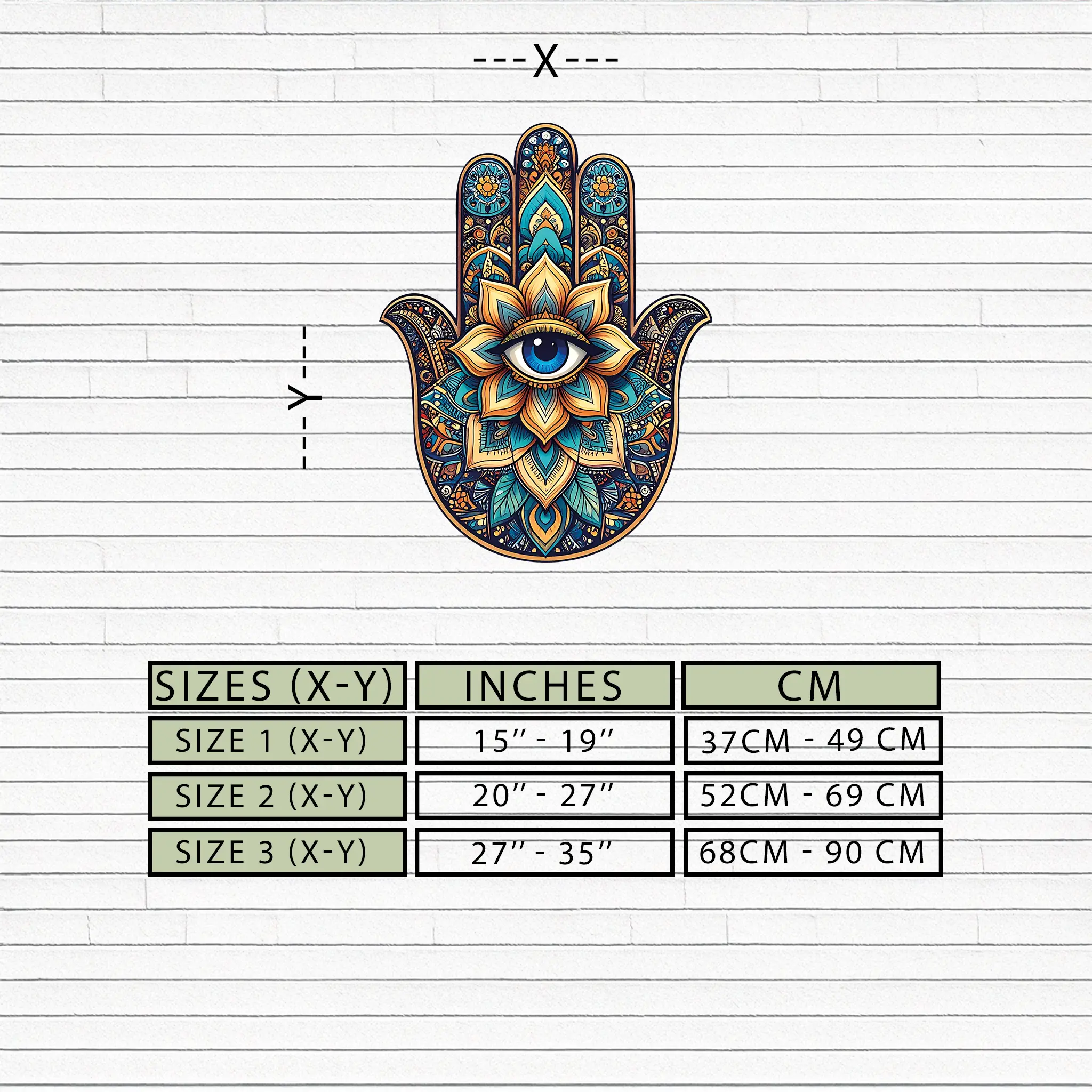 Hamsa Eye Wall Art – Boho Evil Eye Metal Decor-KAFUVM036 by Enova Art