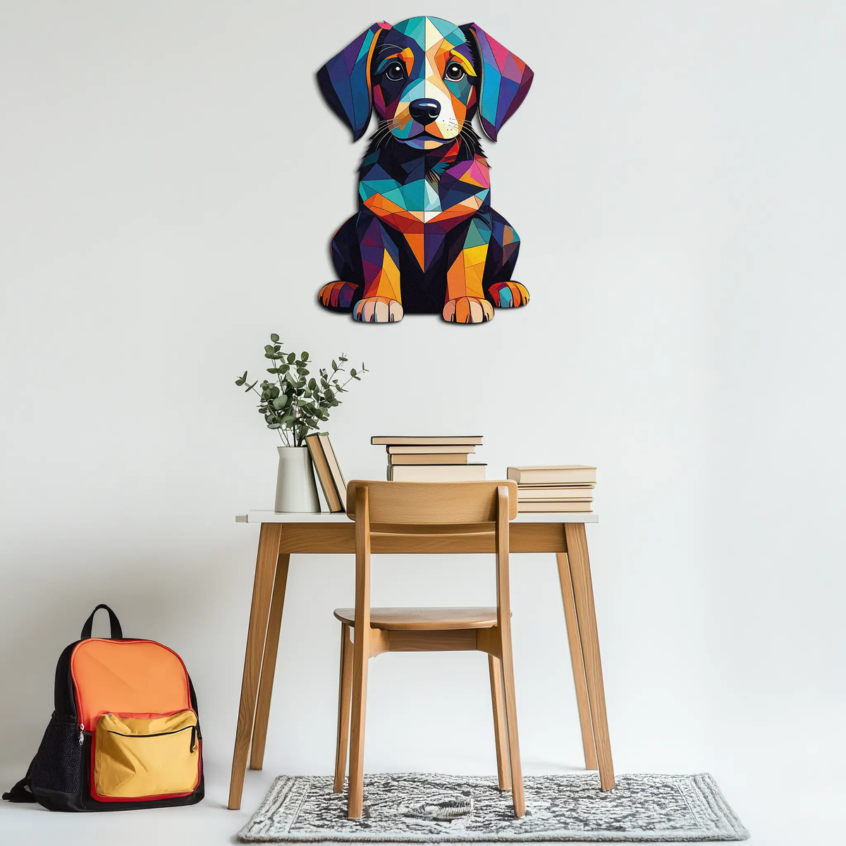 Colorful Geometric Dog Metal Wall Art – Bold Puppy Decor-KAFUVM038 by Enova Art