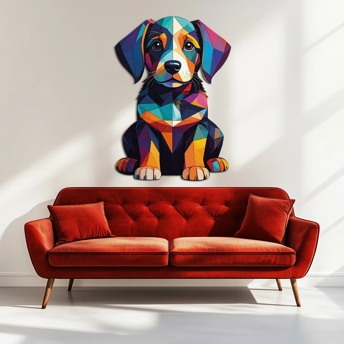 Colorful Geometric Dog Metal Wall Art – Bold Puppy Decor-KAFUVM038 by Enova Art