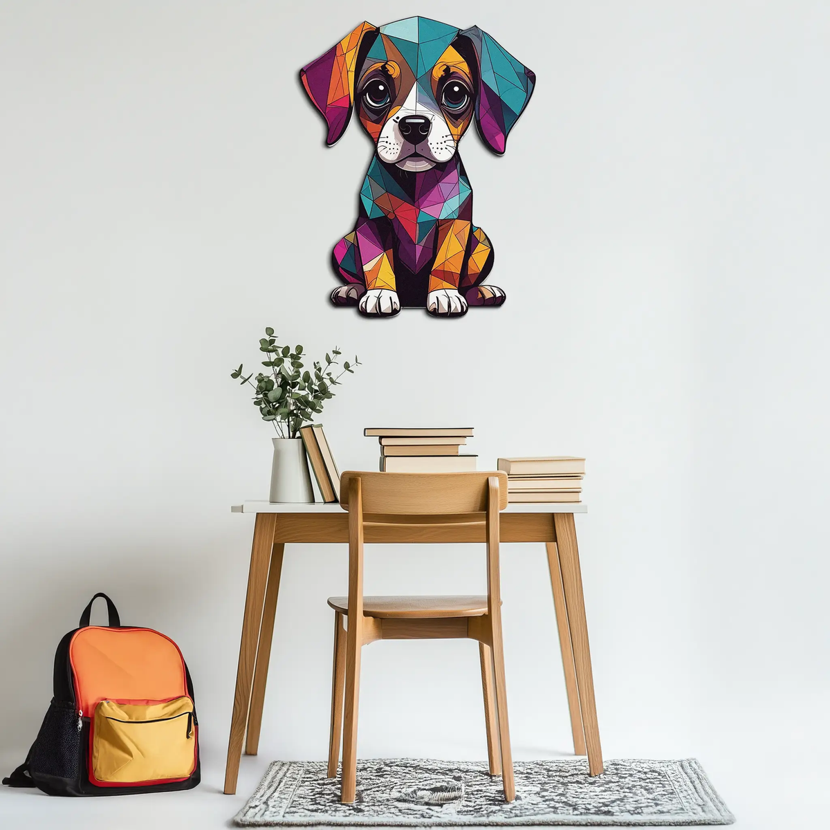 Geometric Puppy Metal Wall Art – Color Pop Dog Decor-KAFUVM039 by Enova Art