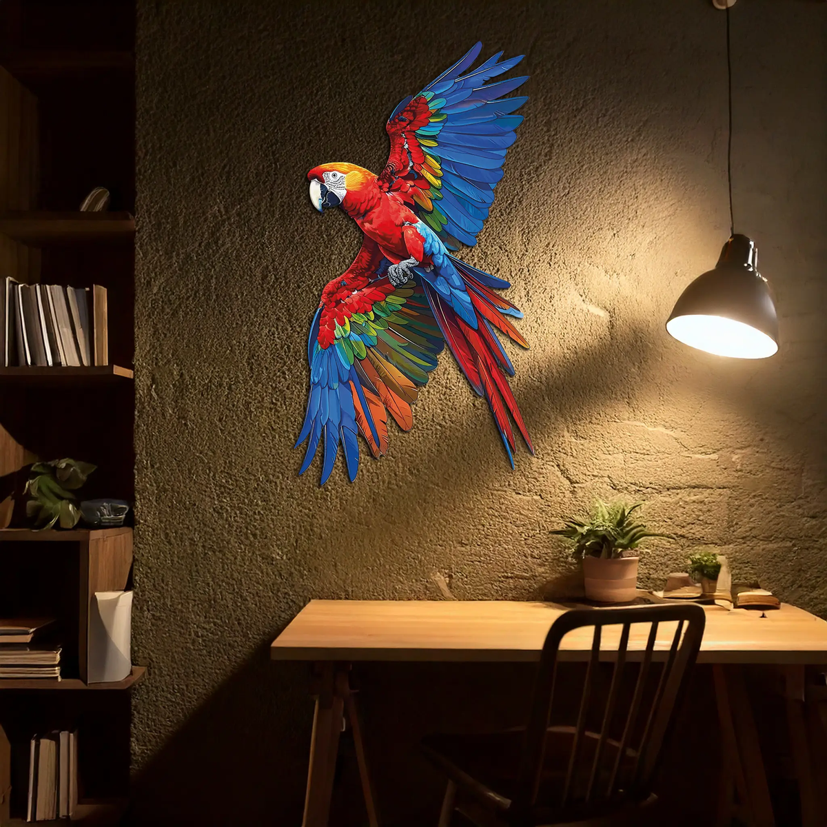 Colorful Parrot Metal Wall Art – Tropical Bird Decor-KAFUVM041 by Enova Art