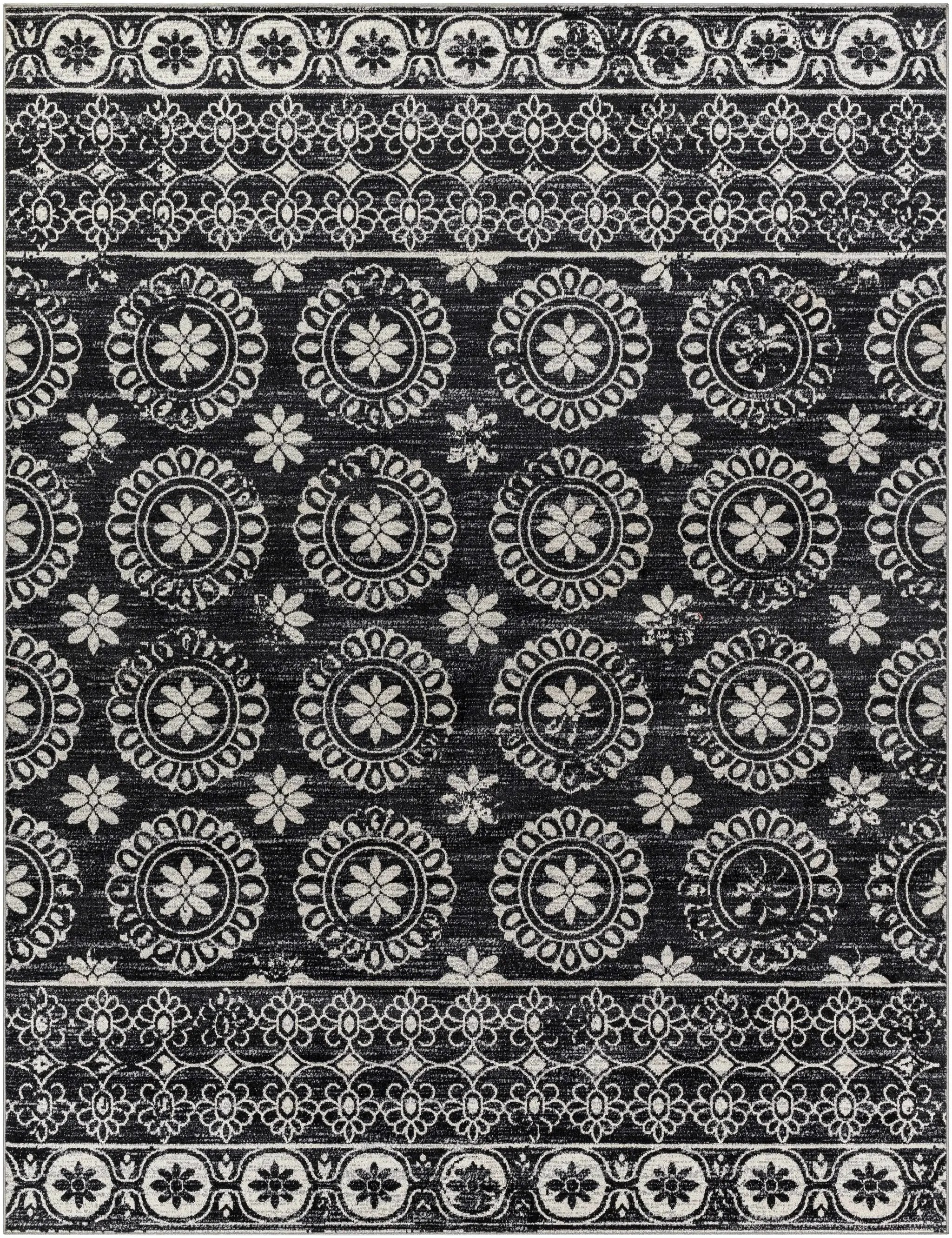 Kahraman Black & White Washable Rug - Clearance by Boutique Rugs