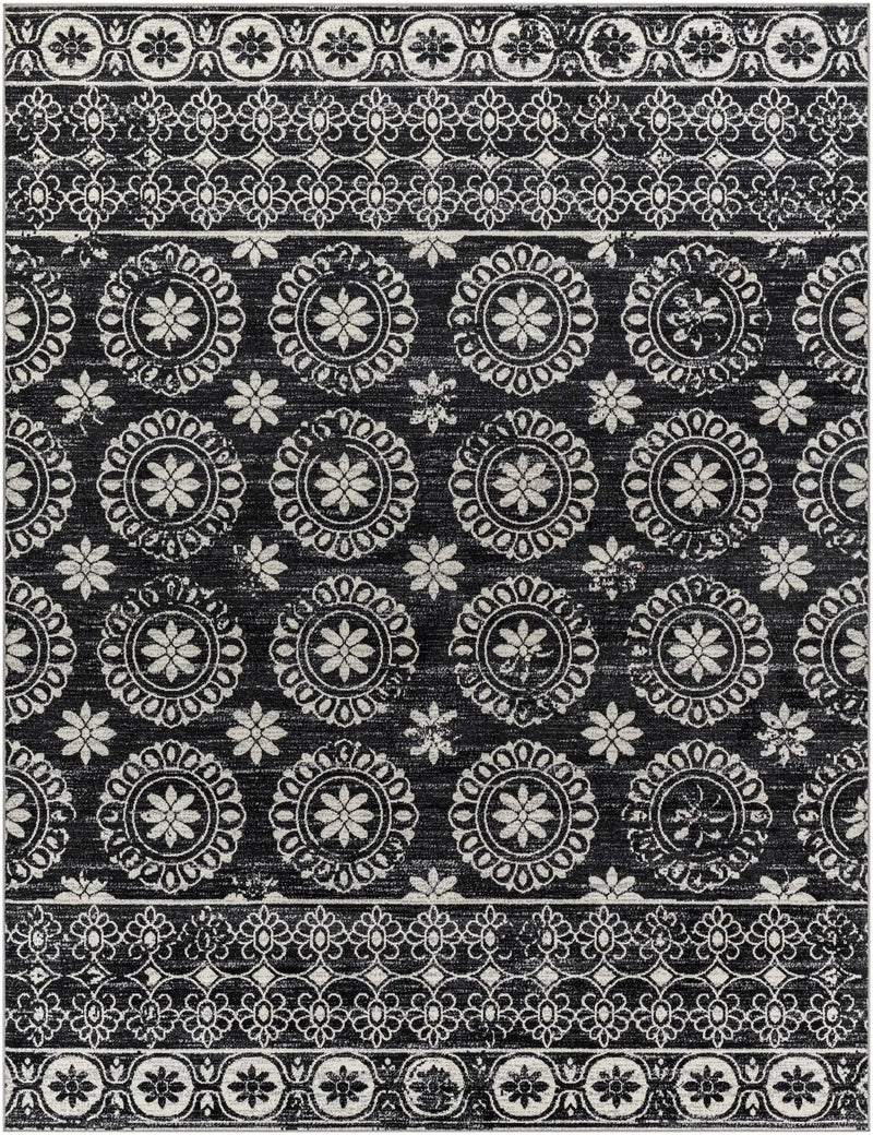 Kahraman Black & White Washable Rug - Clearance by Boutique Rugs