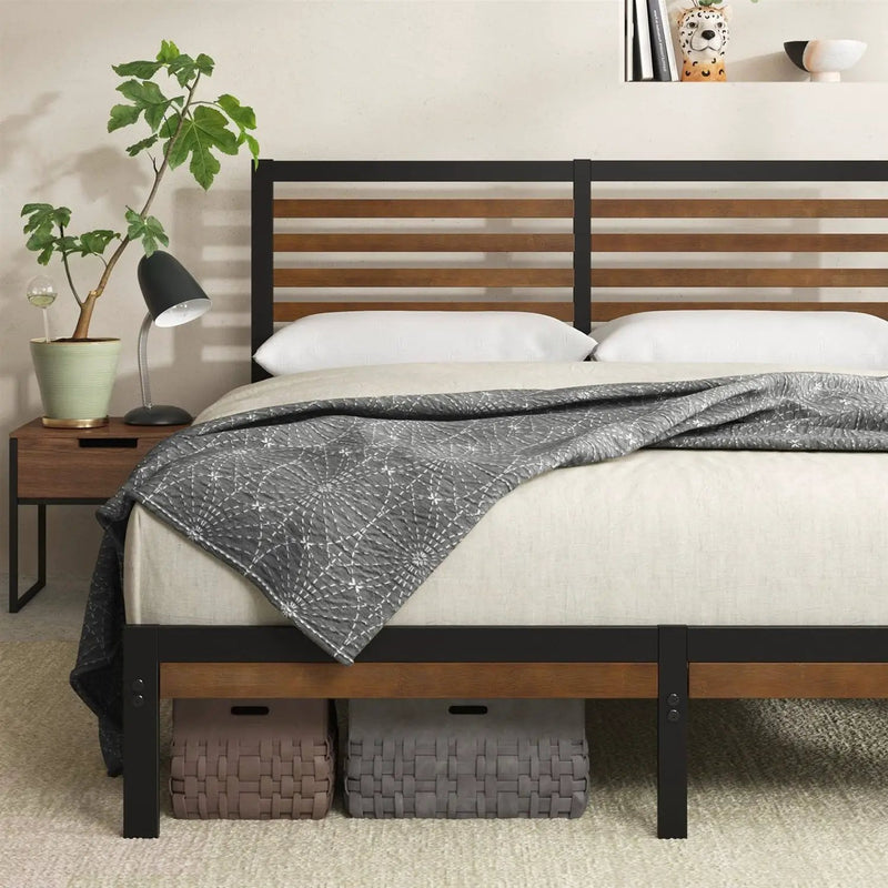 King Size Eco Friendly Bamboo Metal Platform Bed Frame by HomePacific