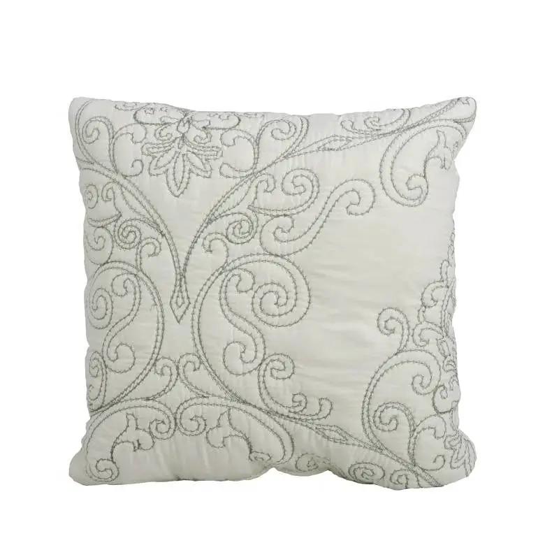 King size Antique White Damask Embroidered 4 Piece Oversized Bedspread Set by HomePacific