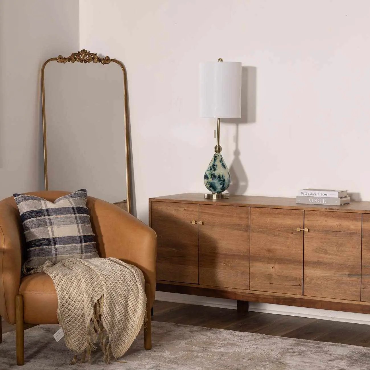 Katipunan Aqua Gold Metallic Brass Table Lamp by Boutique Rugs