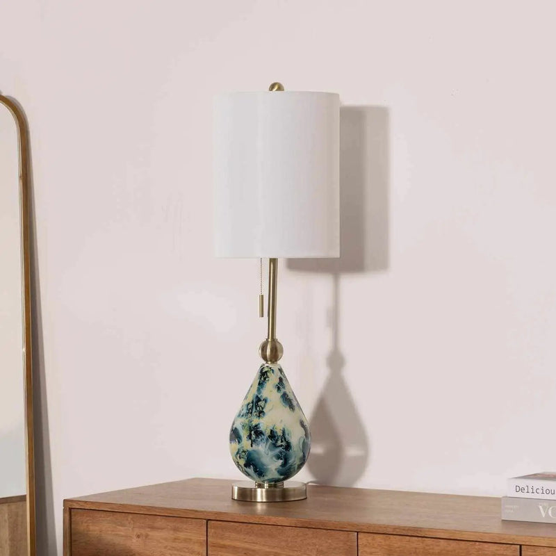 Katipunan Aqua Gold Metallic Brass Table Lamp by Boutique Rugs