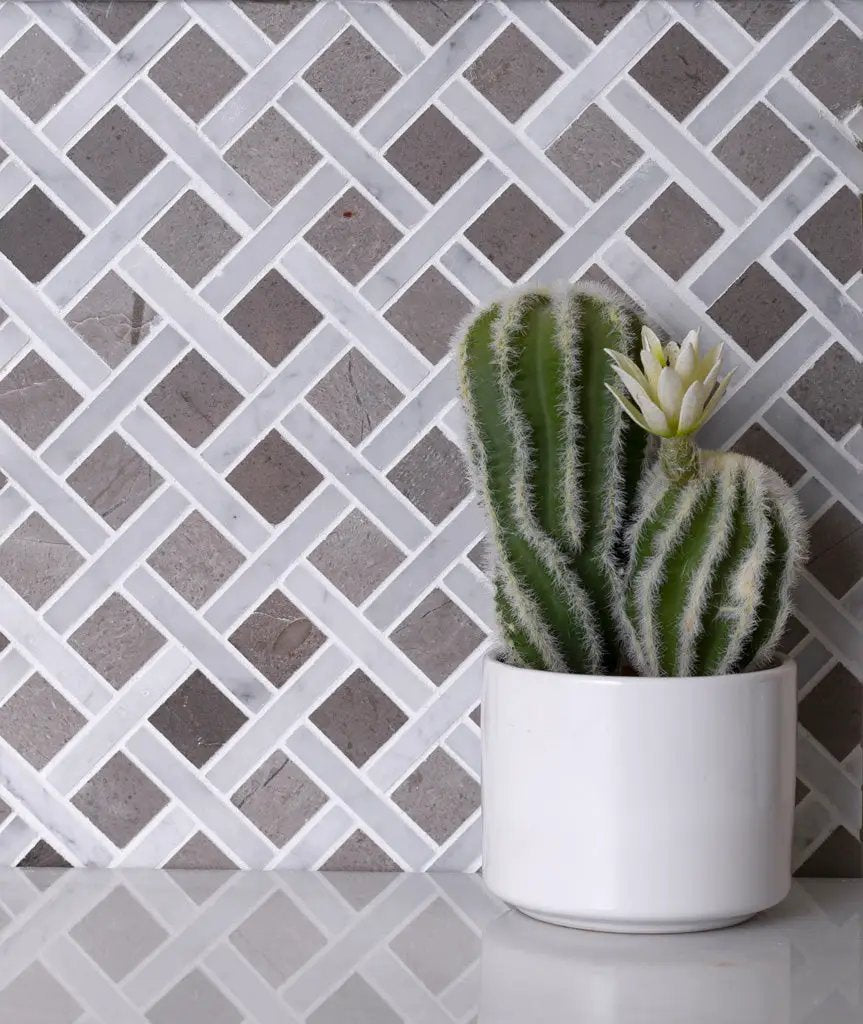 Bianco Carrara Eastern Beige 12x12 Polished Basketweave Marble Mosaic Tile (5 pack, 5 sq ft/case) by Apollo Tile