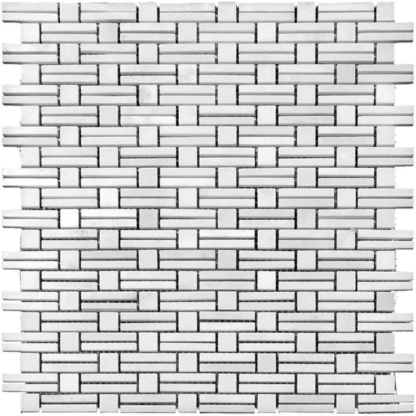 Eastern White 12x12 Polished Brick Marble Mosaic Tile (5 pack, 4.875 sq ft/case), photo 2 of 4