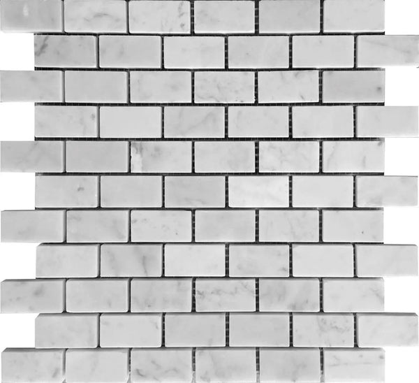 White 12x12 Honed Brick Bianco Carrara Marble Mosaic Tile (5 pack, 4.92 sq ft/case), photo 2 of 2