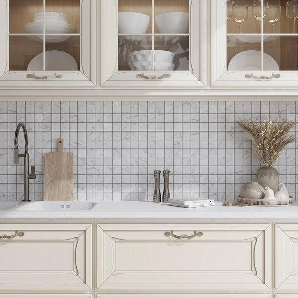 White 12x12 Honed Square Bianco Carrara Marble Mosaic Tile (5 pack, 5 sq ft/case), photo 2 of 7