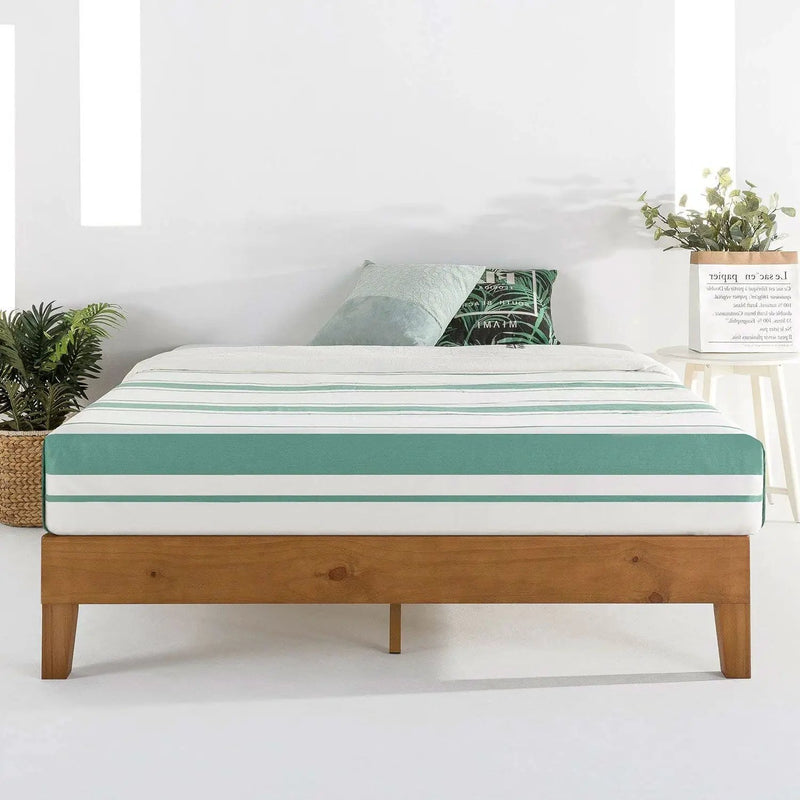 King Modern Classic Solid Wood Slat Platform Bed Frame in Natural Finish by HomePacific