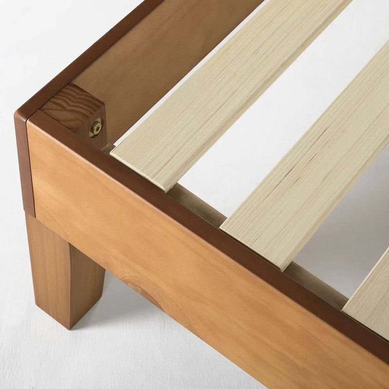 King Modern Classic Solid Wood Slat Platform Bed Frame in Natural Finish by HomePacific