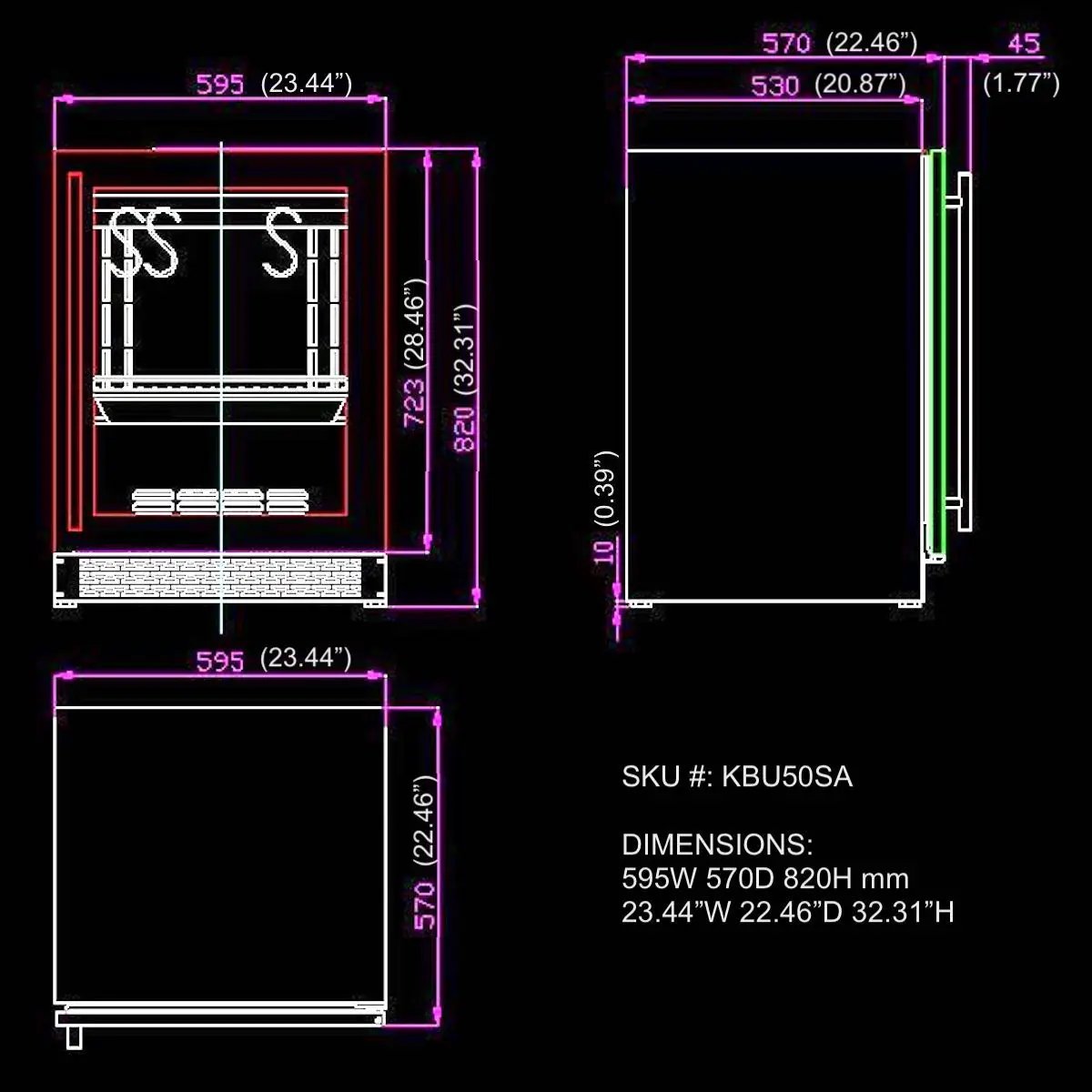 24″ Glass‑Door Meat Aging Fridge by KingsBottle.com