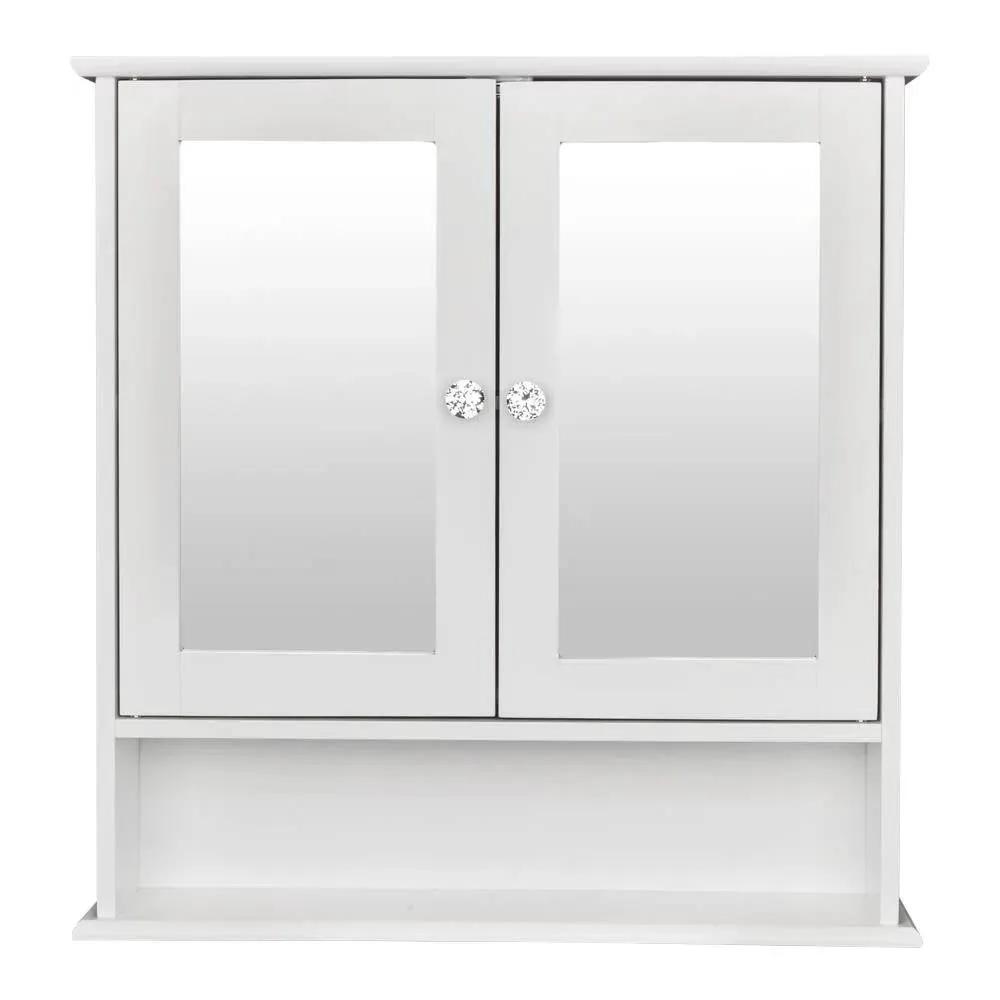 2-Door Wall Mounted Bathroom Medicine Cabinet with Mirror in White by HomePacific