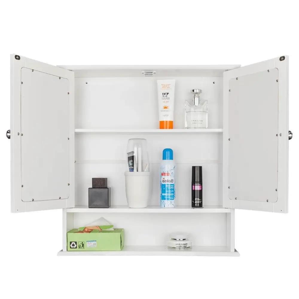 2-Door Wall Mounted Bathroom Medicine Cabinet with Mirror in White by HomePacific