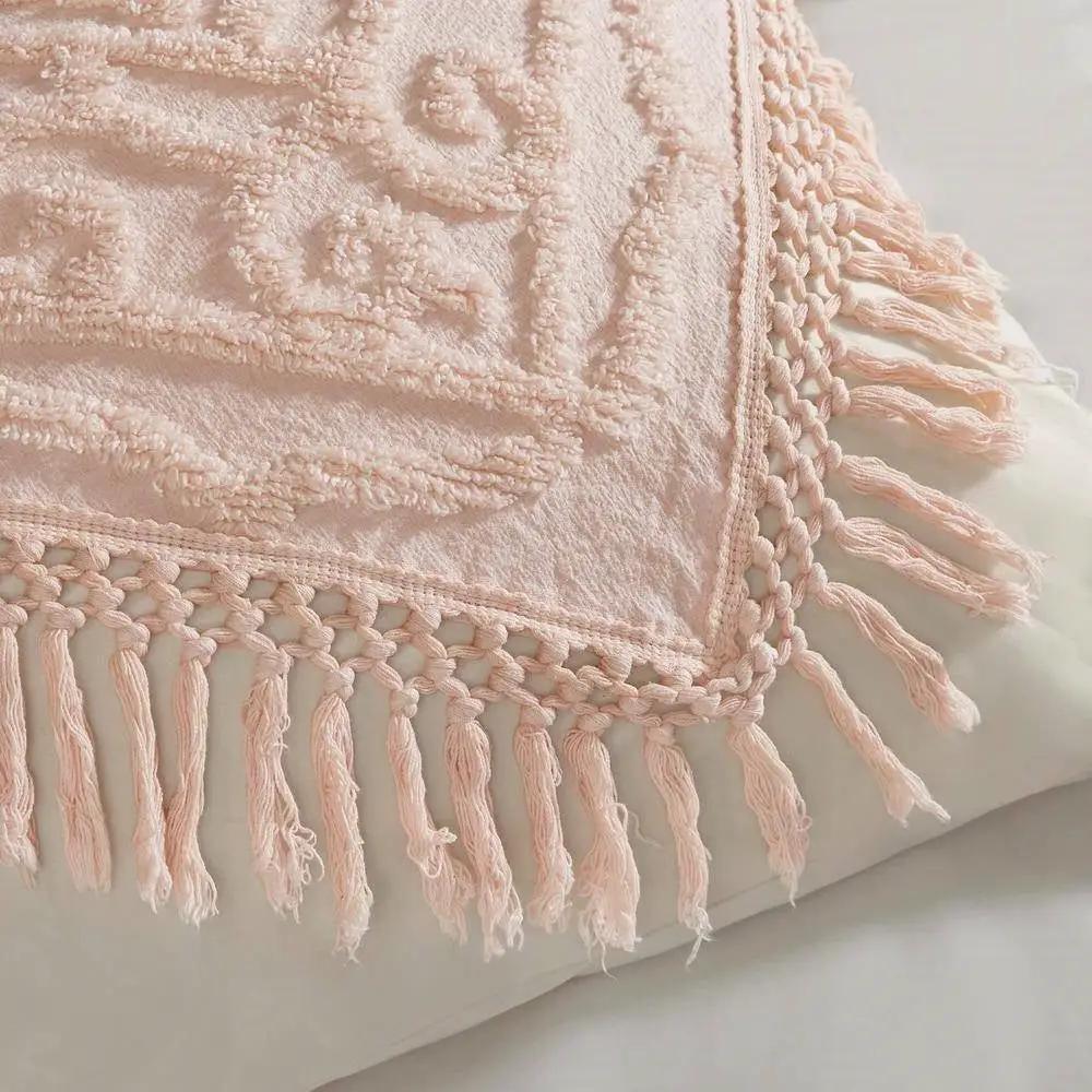 King 100-Percent Cotton Chenille Bedspread with Fringe Hem in Pink Blush by HomePacific