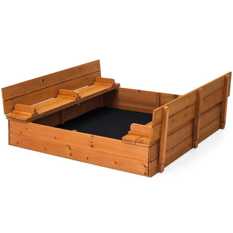 Sturdy Brown Cedar Kids Complete Seated Bench Sandbox by HomePacific