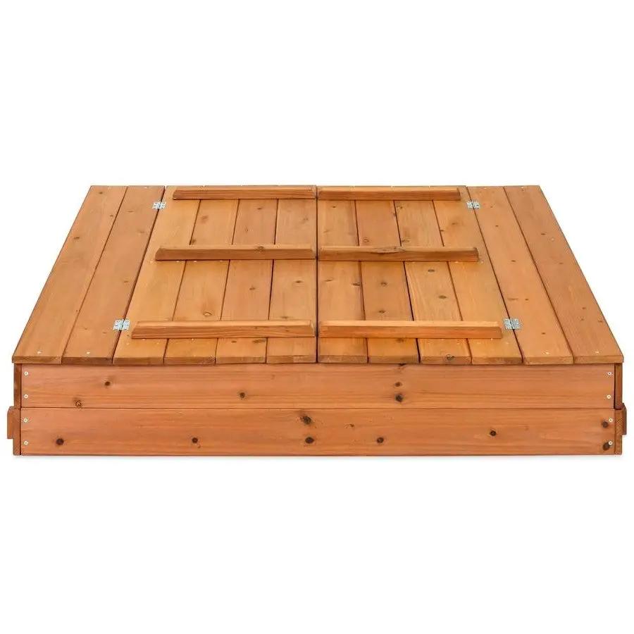 Sturdy Brown Cedar Kids Complete Seated Bench Sandbox by HomePacific