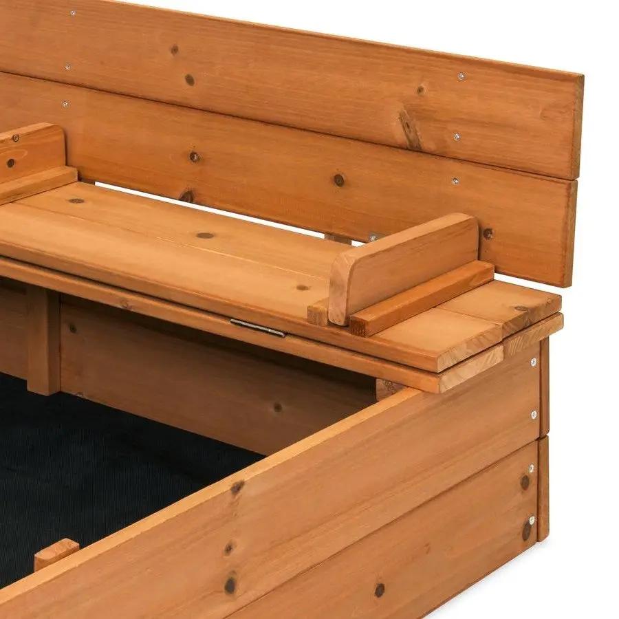 Sturdy Brown Cedar Kids Complete Seated Bench Sandbox by HomePacific