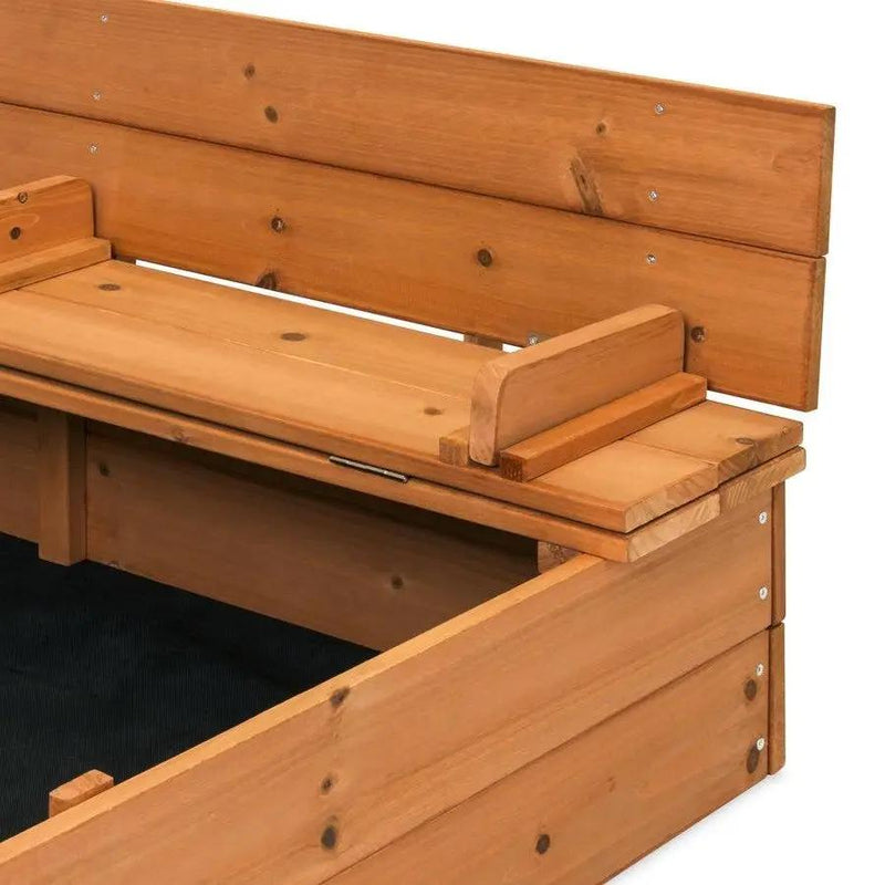 Sturdy Brown Cedar Kids Complete Seated Bench Sandbox by HomePacific