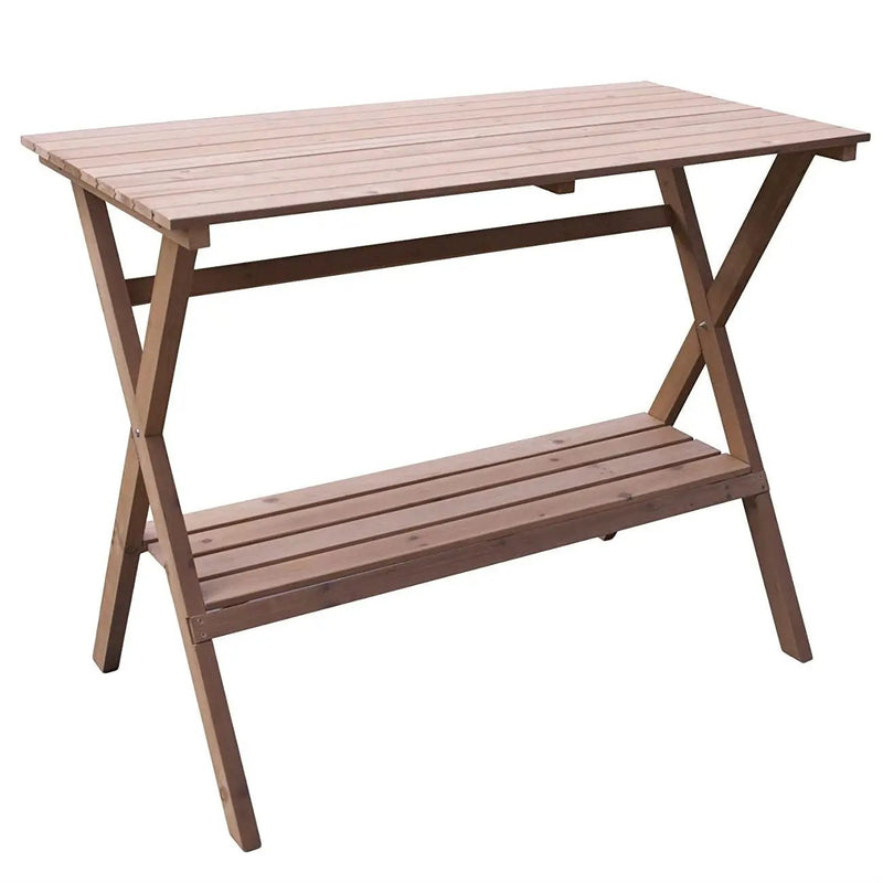 Indoor Outdoor Wood Potting Bench Garden Table with Lower Shelf by HomePacific