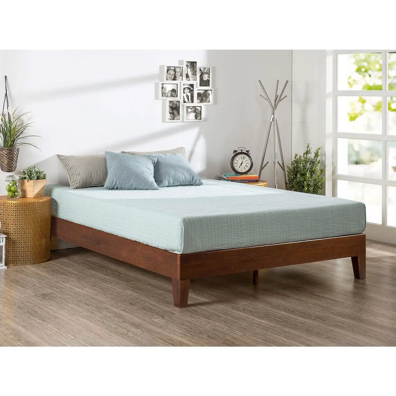 King size Low Profile Solid Wood Platform Bed Frame in Espresso Finish by HomePacific