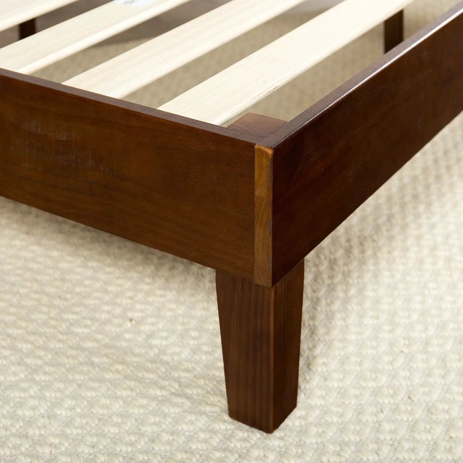 King size Low Profile Solid Wood Platform Bed Frame in Espresso Finish by HomePacific