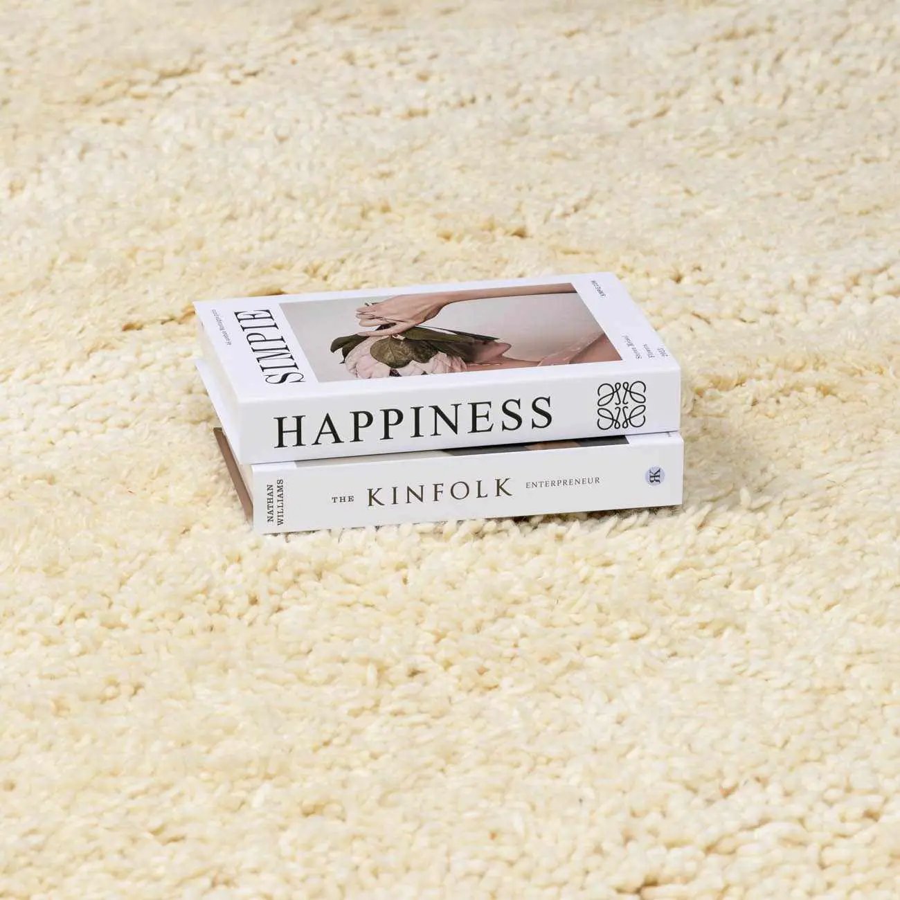 Kettering Solid Cream Wool Shag Rug by Boutique Rugs