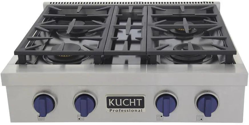 Kucht 30 Inch Gas Sealed Burner Rangetop KFX309T-B by Farmhouse Kitchen and Bath