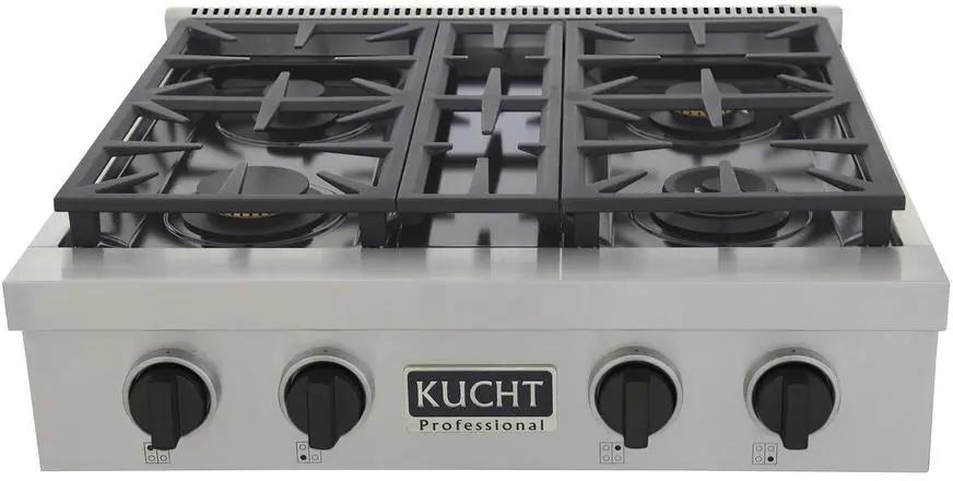 Kucht 30" 4 Burners Stainless Propane Cooktop, KFX309T/LP-K by Farmhouse Kitchen and Bath