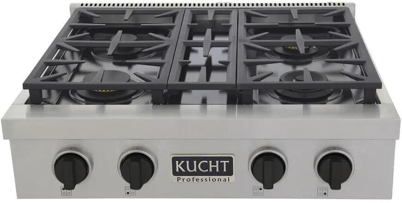 Kucht 30" 4 Burners Stainless Propane Cooktop, KFX309T/LP-K by Farmhouse Kitchen and Bath
