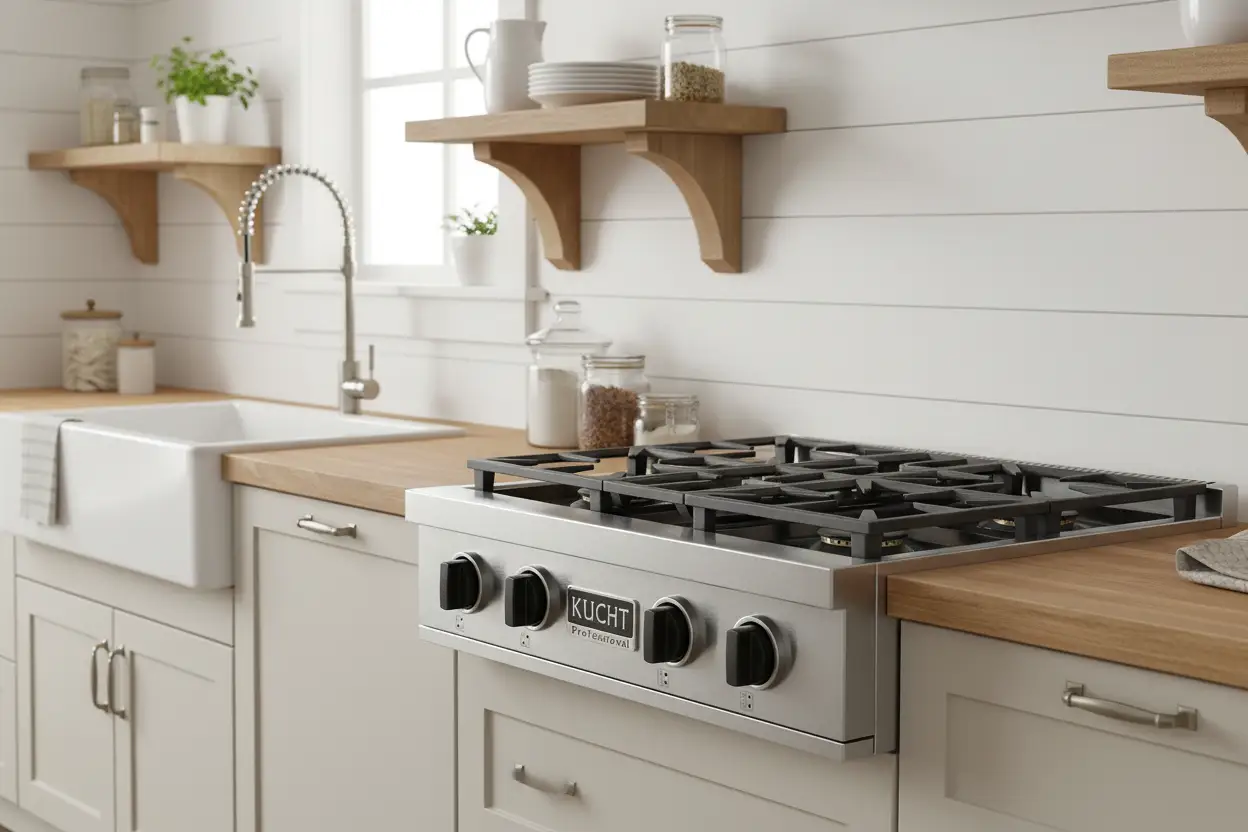 Kucht 30" 4 Burners Stainless Propane Cooktop, KFX309T/LP-K by Farmhouse Kitchen and Bath