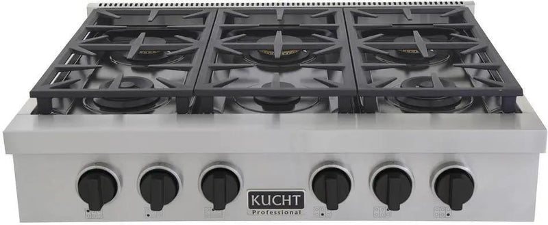 Kucht 36" Stainless Propane Cooktop-KFX369T/LP-K by Farmhouse Kitchen and Bath