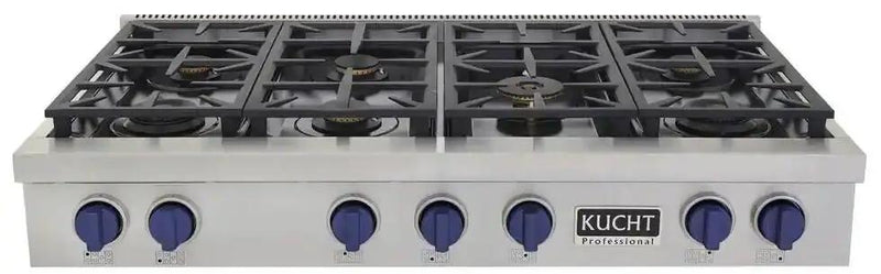 Kucht 48" Inch Gas Sealed Burner Rangetop, KFX489T-B by Farmhouse Kitchen and Bath