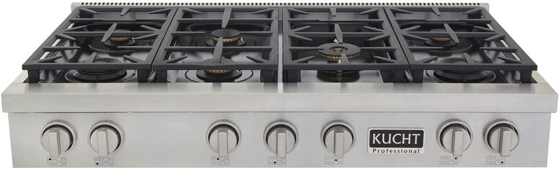 Kucht 48" Stainless Propane Cooktop, KFX489T/LP-S by Farmhouse Kitchen and Bath