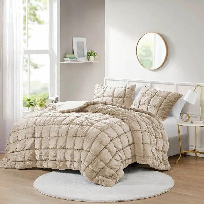 Full/Queen Beige Velvety Soft Down Alternative Comforter Set by HomePacific