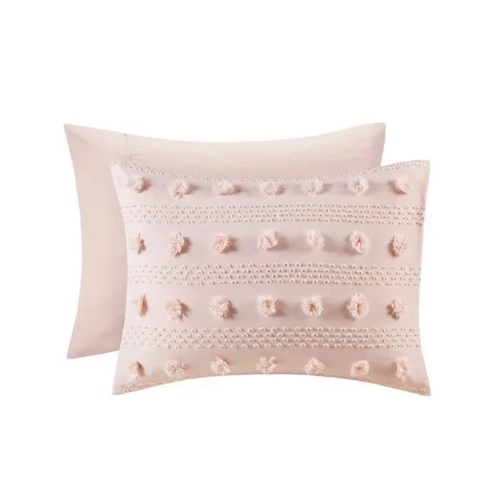 King / Cal King 3-Piece Pink Pompom Microfiber Comforter Set by HomePacific