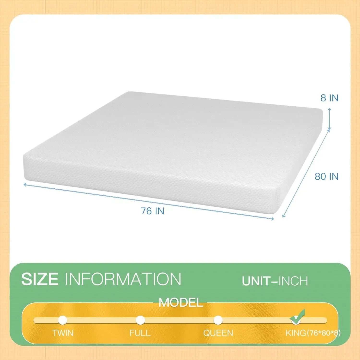 King size 8-inch Thick Medium Firm Cool Gel Memory Foam Mattress by HomePacific
