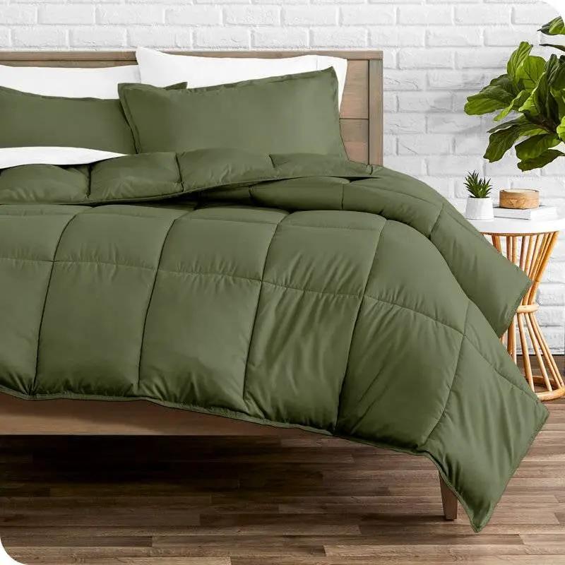 King/Cal King Wrinkle-Resistant Down Alternative Comforter Set in Olive Green by HomePacific