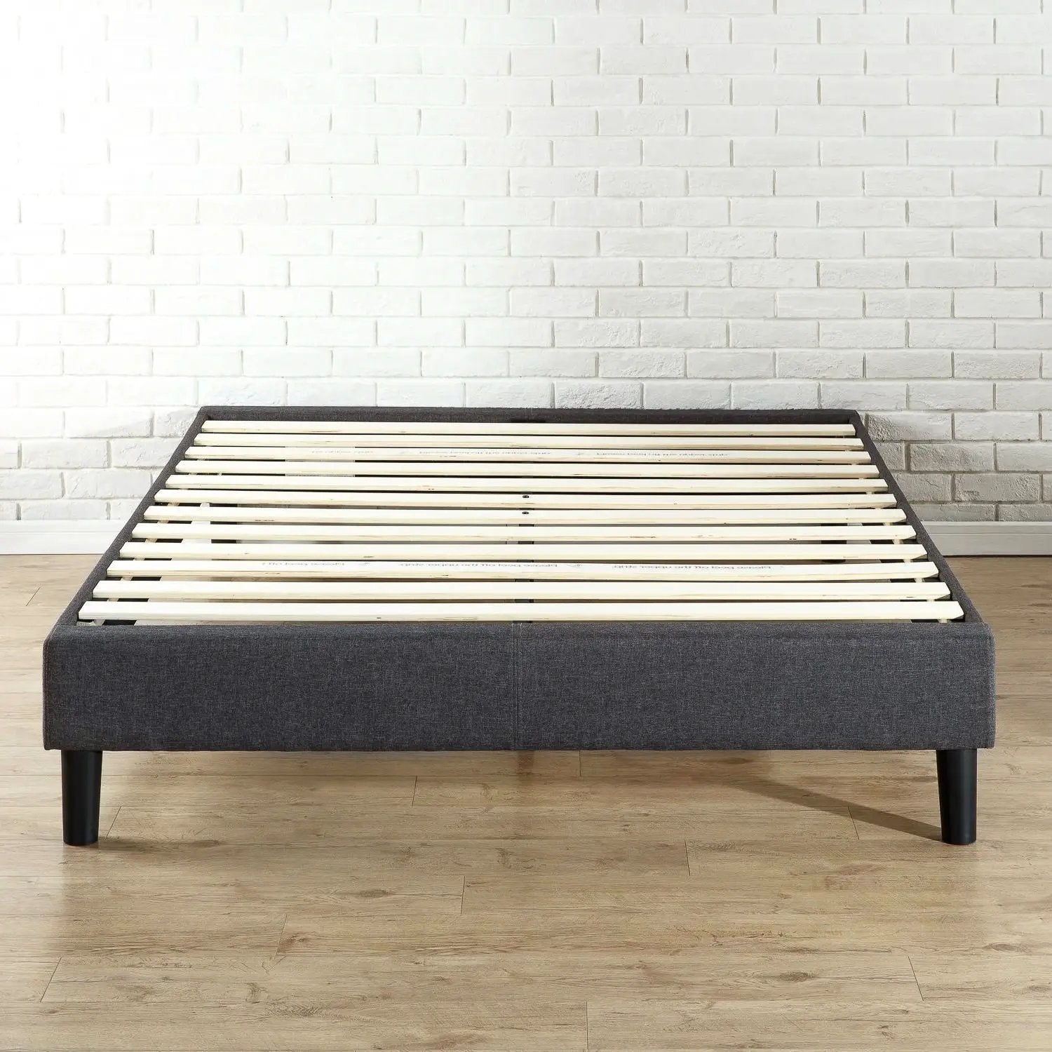 King size Modern Grey Upholstered Padded Platform Bed Fame by HomePacific