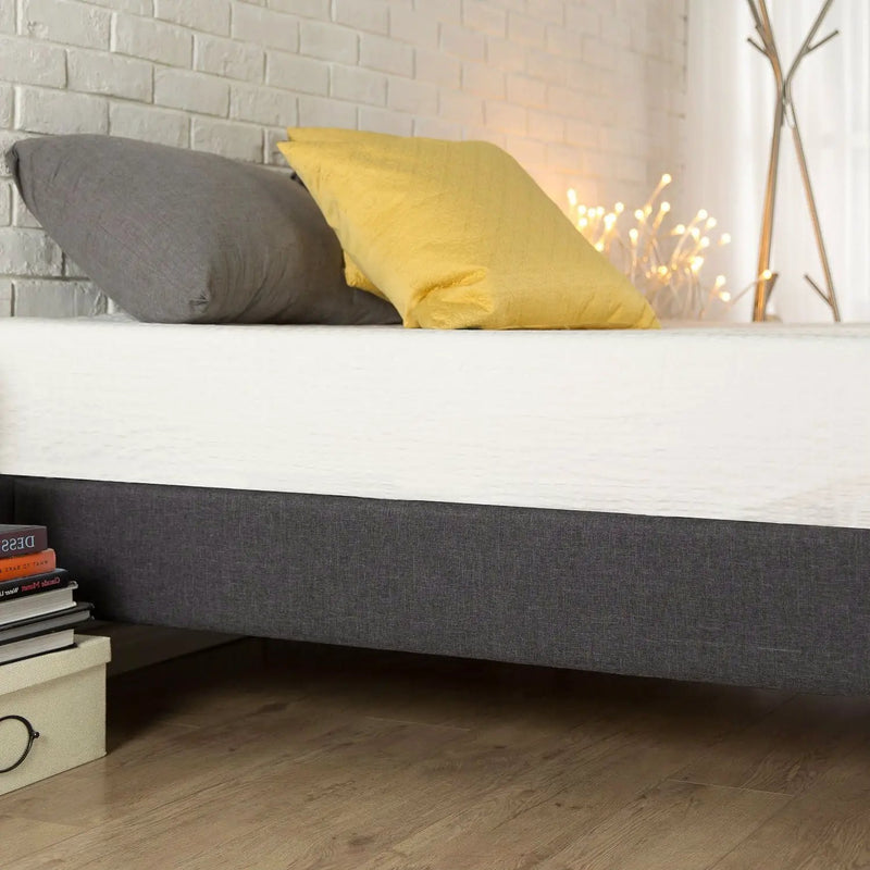 King size Modern Grey Upholstered Padded Platform Bed Fame by HomePacific