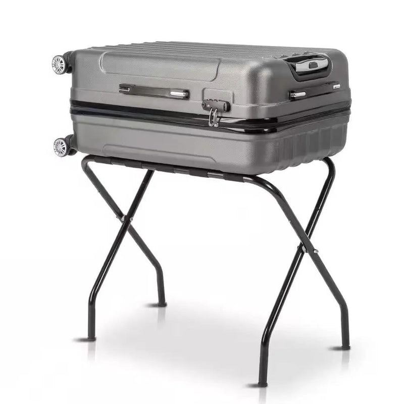 Sturdy Black Metal Foldable Luggage Rack by HomePacific