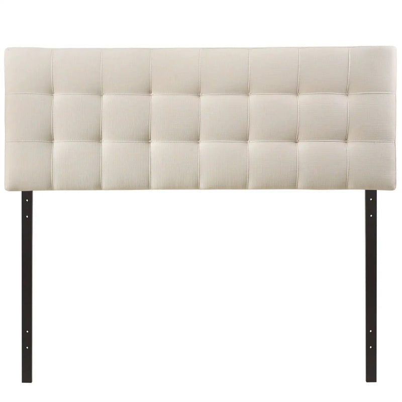 King size Off-White Ivory Fabric Button-Tufted Upholstered Headboard by HomePacific