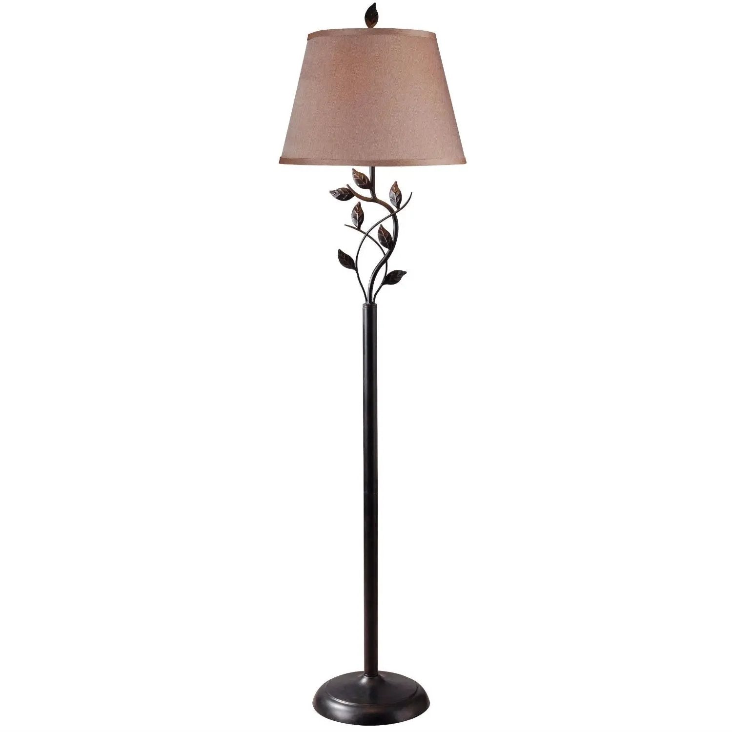 Vine Leaves Rubbed Bronze Finish Floor Lamp with 15-inch Gold Tapered Shade by HomePacific