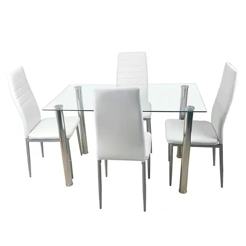 Modern 47-inch x 27-inch Tempered Glass Top Dining Table by HomePacific