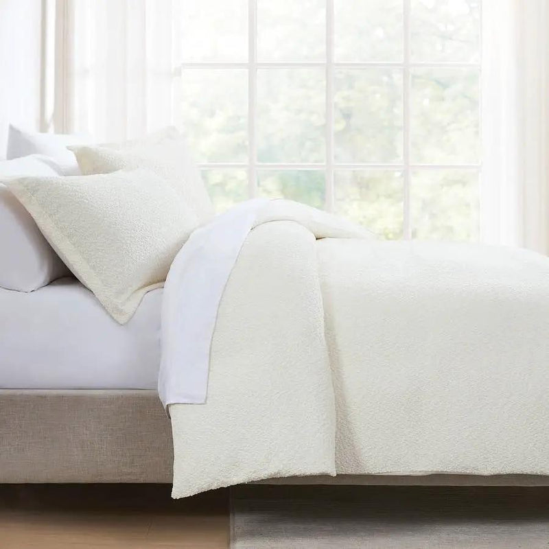King Size 3-Piece Off White Boucle Duvet Cover Set by HomePacific