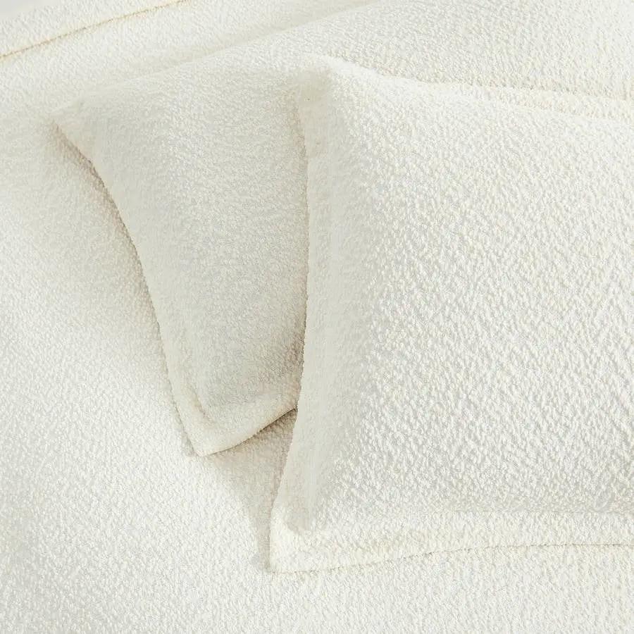 King Size 3-Piece Off White Boucle Duvet Cover Set by HomePacific
