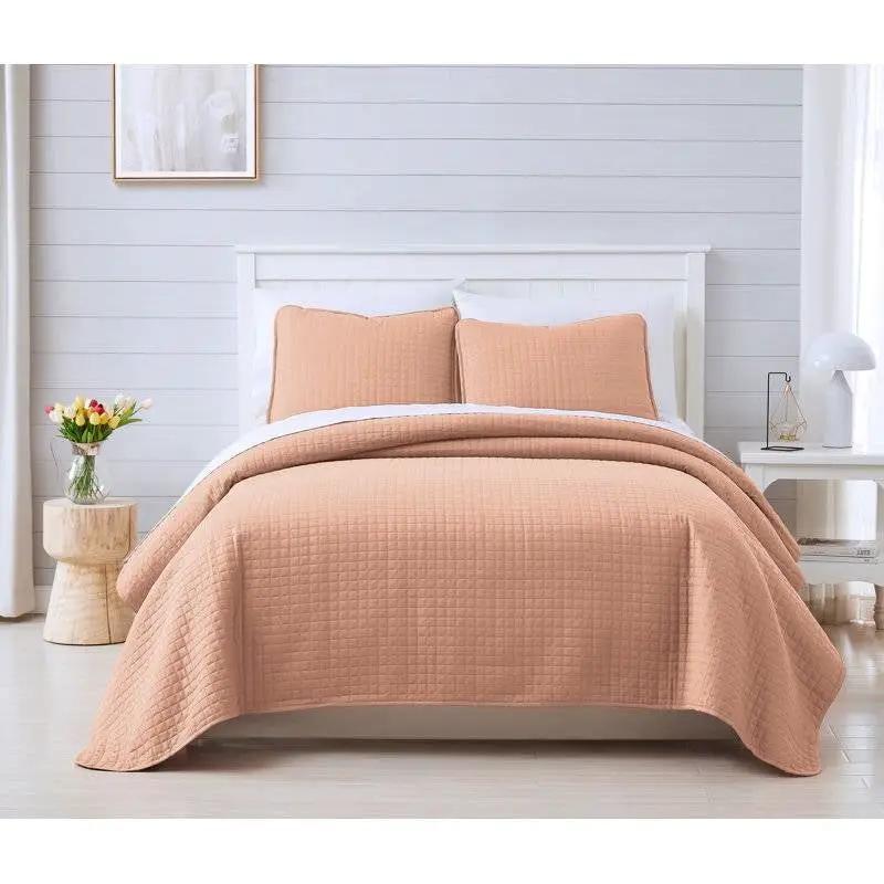 King/Cal King Lightweight Blush Ultra Soft 3-Piece Microfiber Quilt Set by HomePacific