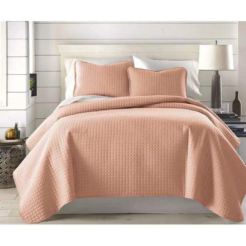 King/Cal King Lightweight Blush Ultra Soft 3-Piece Microfiber Quilt Set by HomePacific